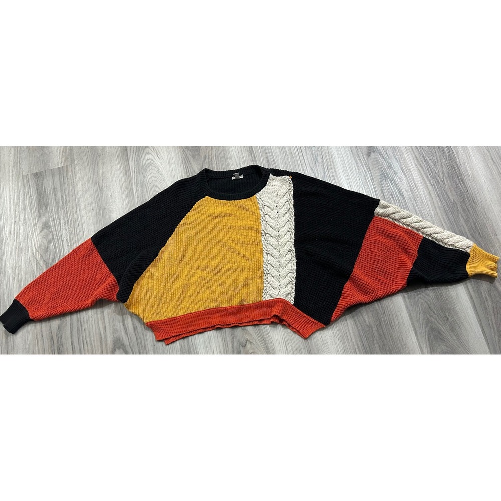 Ecote Urban Outfitters Colorblock‎ Batwing Sweater Medium oversized flaw black